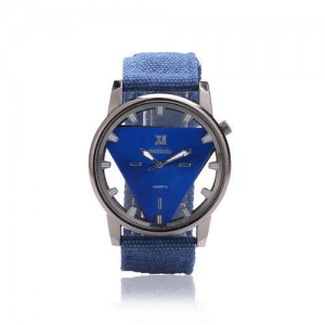 Unique Triangle Index Design High Fashion Men Watch - Blue