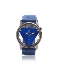 Unique Triangle Index Design High Fashion Men Watch - Blue