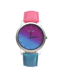 Gradient Colors Index Design High Fashion Wrist Watch - Sky Blue