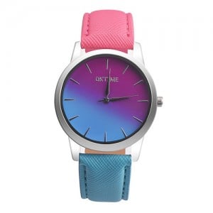 Gradient Colors Index Design High Fashion Wrist Watch - Sky Blue