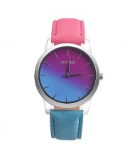 Gradient Colors Index Design High Fashion Wrist Watch - Sky Blue