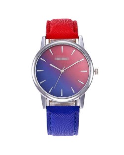 Gradient Colors Index Design High Fashion Wrist Watch - Royal Blue