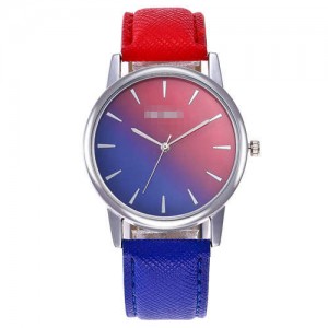 Gradient Colors Index Design High Fashion Wrist Watch - Royal Blue