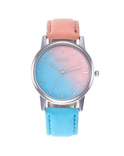 Gradient Colors Index Design High Fashion Wrist Watch - Pink