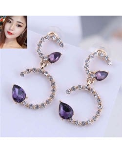 Rhinestone Embellished Purple Fashion Elegant Women Earrings