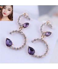 Rhinestone Embellished Purple Fashion Elegant Women Earrings