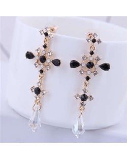 Rhinestone Embellished Baroque Style Cross Women Statement Earrings