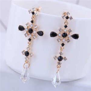 Rhinestone Embellished Baroque Style Cross Women Statement Earrings