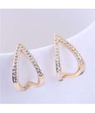 Cubic Zirconia Embellished Korean Fashion Waterdrop Design Sweet Women Fashion Earrings - Golden
