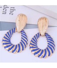 Seashell Pattern Hollow Waterdrop Design High Fashion Women Earrings - Blue