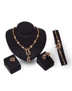 Romantic Heart Design Women 4pcs High Fashion Alloy Jewelry Set