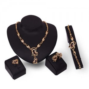 Romantic Heart Design Women 4pcs High Fashion Alloy Jewelry Set