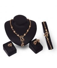 Romantic Heart Design Women 4pcs High Fashion Alloy Jewelry Set