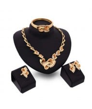 Rhinestone Embellished Elegant Swirling Design 4pcs Fashion Alloy Jewelry Set