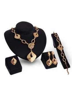 Irregular Squares Bold Fashion Golden 4pcs Alloy Women Jewelry Set