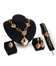 Irregular Squares Bold Fashion Golden 4pcs Alloy Women Jewelry Set