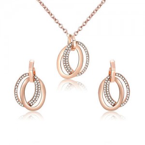 Rhinestone Embellished Rings Pendants High Fashion Alloy Jewelry Set