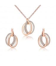 Rhinestone Embellished Rings Pendants High Fashion Alloy Jewelry Set