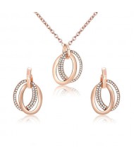 Rhinestone Embellished Rings Pendants High Fashion Alloy Jewelry Set