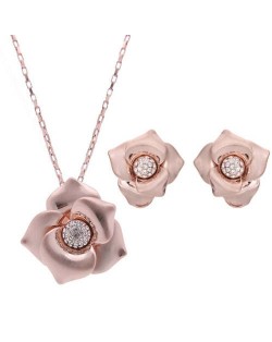 Rhinestone Inlaid Romantic Golden Flower Design Alloy Fashion Jewelry Set