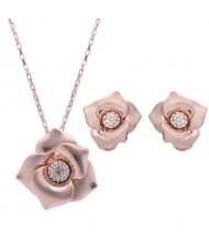 Rhinestone Inlaid Romantic Golden Flower Design Alloy Fashion Jewelry Set
