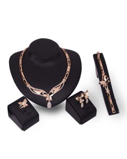 Rhinestone Embellished Butterfly Inspired Graceful Fashion Women Jewelry Set