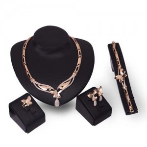 Rhinestone Embellished Butterfly Inspired Graceful Fashion Women Jewelry Set