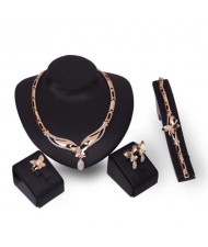 Rhinestone Embellished Butterfly Inspired Graceful Fashion Women Jewelry Set