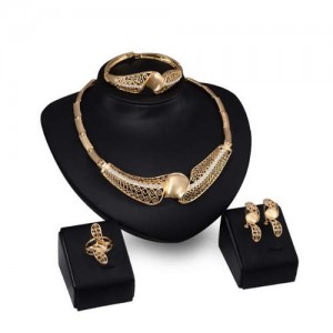 Artistic Swirling Design 4pcs Luxurious Design Alloy Fashion Jewelry Set