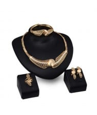 Artistic Swirling Design 4pcs Luxurious Design Alloy Fashion Jewelry Set