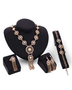 Hollow Floral Tassel Chain Design 4pcs Women Fashion Jewelry Set