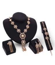 Hollow Floral Tassel Chain Design 4pcs Women Fashion Jewelry Set