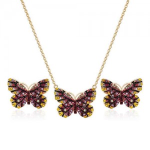 Folk Style Butterfly High Fashion Women Statement Jewelry Set