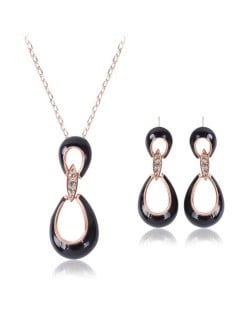 Rhinestone Embellished Hollow Waterdrop Graceful Design Women Costume Jewelry Set