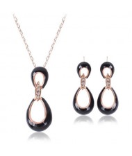Rhinestone Embellished Hollow Waterdrop Graceful Design Women Costume Jewelry Set