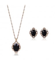 Black Gem Inlaid Elegant Women Statement Fashion Jewelry Set