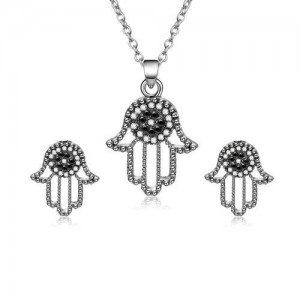 Vintage Hands Design High Fashion Alloy Costume Jewelry Set