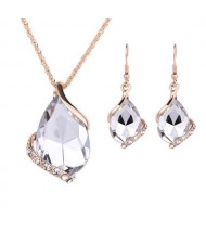Graceful Gem Waterdrop Shape Bridal Style Wedding Jewelry Set - White