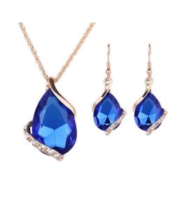 Graceful Gem Waterdrop Shape Bridal Style Wedding Jewelry Set - Royal Blue