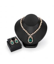 Elegant Waterdrop Rhinestone Embellished High Fashion Women Jewelry Set - Green