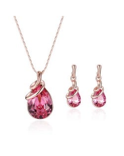 Gem Inlaid High Fashion Waterdrop Women Costume Jewelry Set