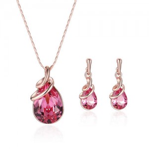 Gem Inlaid High Fashion Waterdrop Women Costume Jewelry Set