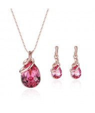 Gem Inlaid High Fashion Waterdrop Women Costume Jewelry Set