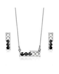 Gems Embellished Lucky Bars Design Women Fashion Jewelry Set