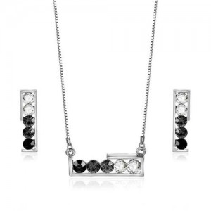 Gems Embellished Lucky Bars Design Women Fashion Jewelry Set