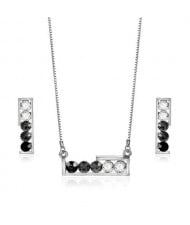 Gems Embellished Lucky Bars Design Women Fashion Jewelry Set