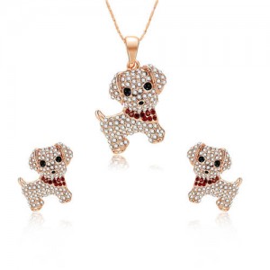 Adorable Rhinestone Dogs High Fashion Women Jewelry Set