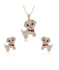Adorable Rhinestone Dogs High Fashion Women Jewelry Set