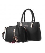 (5 Colors Available) Elegant Tassel Design High Fashion Women PU Tote Bag and Shoulder Bag Set