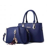 (5 Colors Available) Elegant Tassel Design High Fashion Women PU Tote Bag and Shoulder Bag Set
